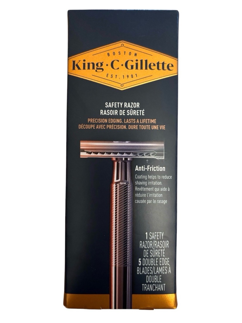 King C Gillette | Safety Razor Anti-Friction Edging Metal Handle NO PLASTIC NWT